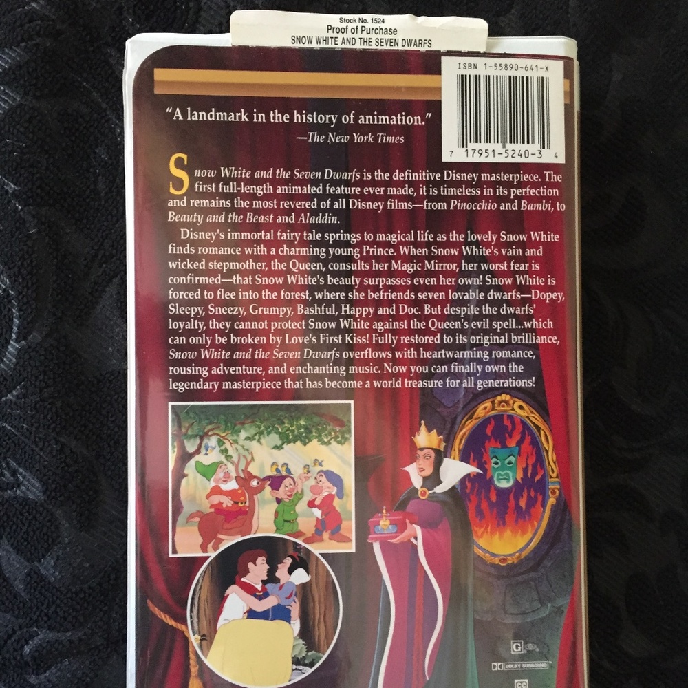1994 SNOW WHITE AND 7 DWARFS VHS MASTERPIECE TAPE AND BLUE FAIRY 2002 FIGURINE - Picture 3 of 7